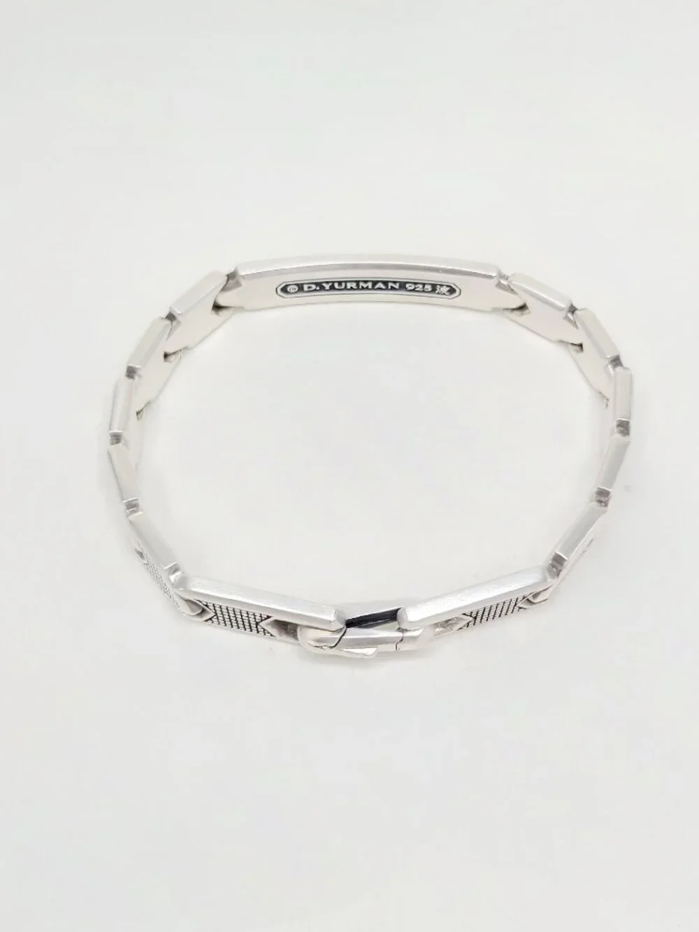 David Yurman Waves ID Link Bracelet w/ Pavé Black Diamonds - 9mm - Size Medium